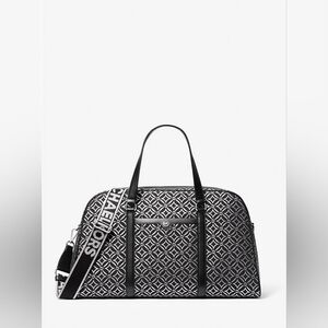Michael Kors-NWT-Jet Set Travel Extra-Large Metallic Logo Jacquard Weekender Bag